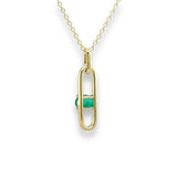 14K Y Gold 0.46ct Oval Emerald and 0.06ctw G/SI1 Diamond Pendant - Walter Bauman Jewelers