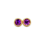 14K Y Gold 0.48ctw 5mm Bezel Set Round Amethyst Earrings - Walter Bauman Jewelers