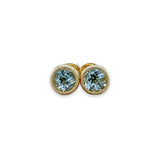 14K Y Gold 0.49ctw 5mm Bezel Set Round Aquamarine Earrings - Walter Bauman Jewelers