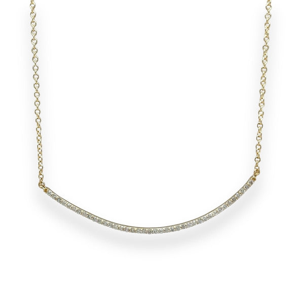 14K Y Gold 0.50ct G/I1 Diamond Curved Bar Necklace - Walter Bauman Jewelers