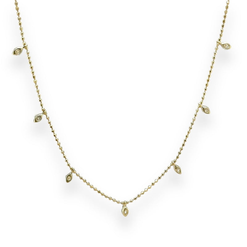 14K Y Gold 0.50ct H/I1 Diamond Drop Station Necklace - Walter Bauman Jewelers