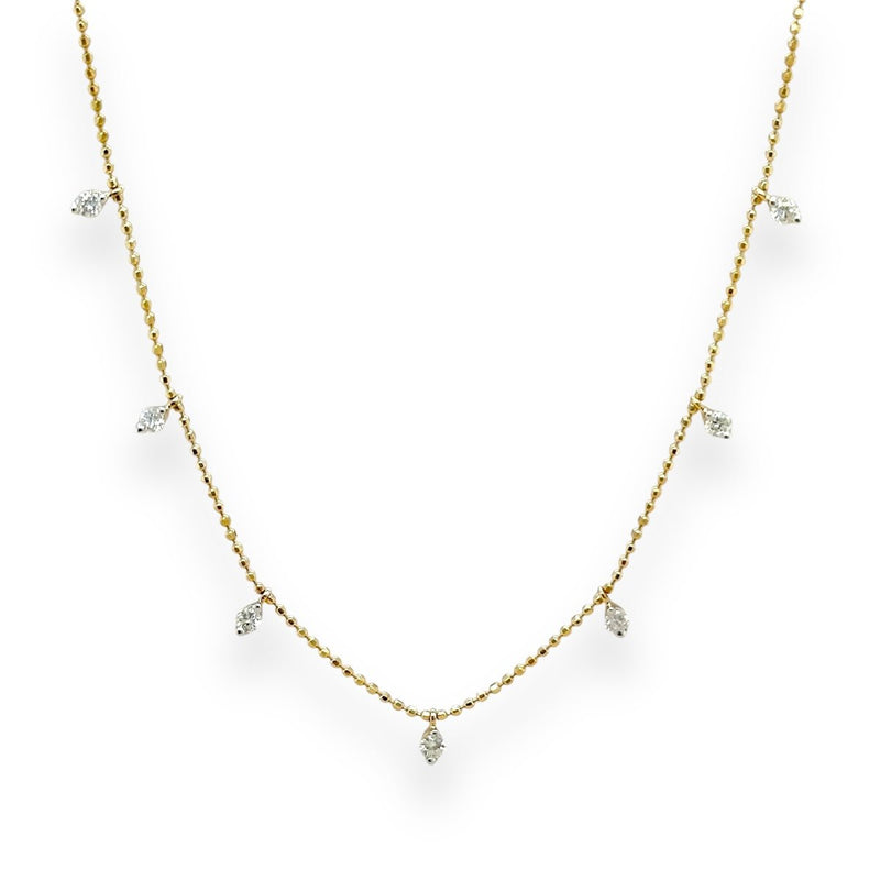 14K Y Gold 0.50ct H/I1 Diamond Drop Station Necklace - Walter Bauman Jewelers