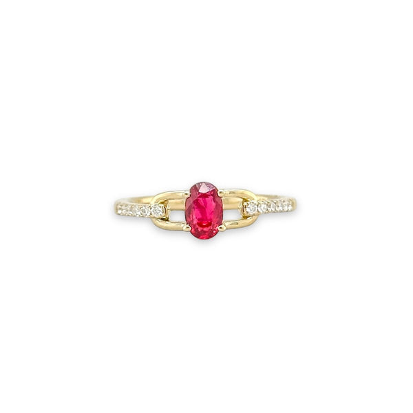 14K Y Gold 0.55ctw Ruby and 0.10ctw Diamond Ring - Walter Bauman Jewelers