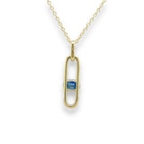 14K Y Gold 0.58ct Oval Sapphire and 0.06ctw G/SI1 Diamond Pendant - Walter Bauman Jewelers