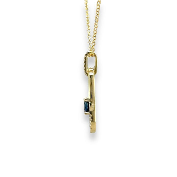 14K Y Gold 0.58ct Oval Sapphire and 0.06ctw G/SI1 Diamond Pendant - Walter Bauman Jewelers