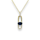 14K Y Gold 0.58ct Oval Sapphire and 0.06ctw G/SI1 Diamond Pendant - Walter Bauman Jewelers