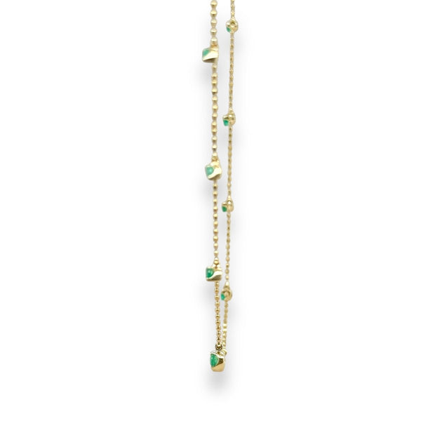 14K Y Gold 0.60ctw Emerald Drop Necklace - Walter Bauman Jewelers