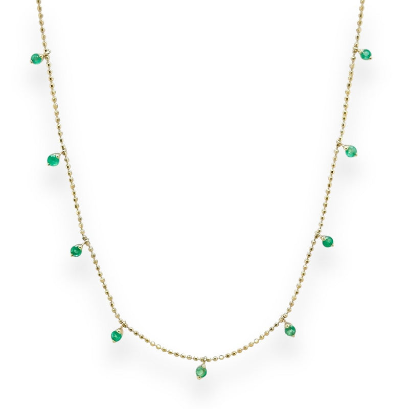 14K Y Gold 0.60ctw Emerald Drop Necklace - Walter Bauman Jewelers