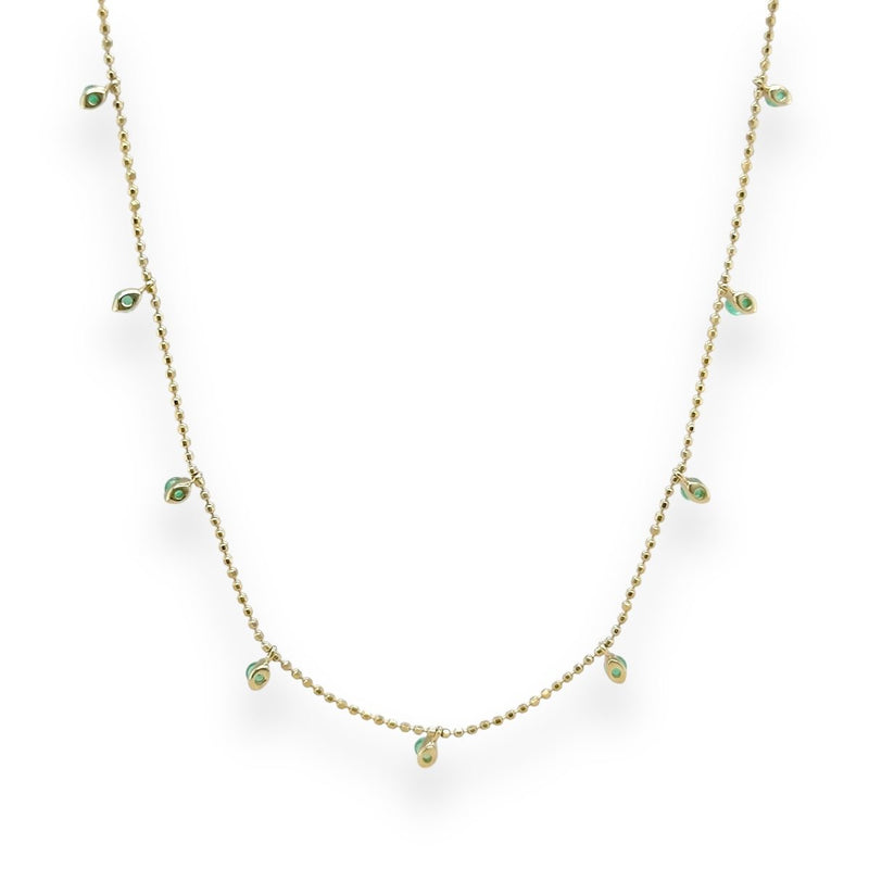 14K Y Gold 0.60ctw Emerald Drop Necklace - Walter Bauman Jewelers