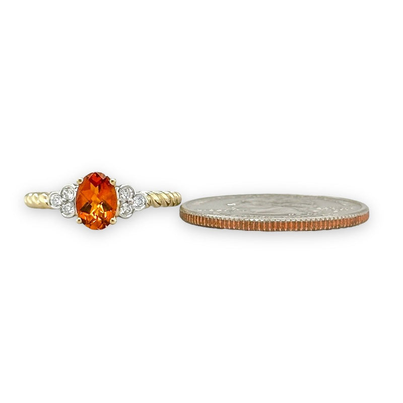 14K Y Gold 0.68ct Citrine and 0.09ctw G/VS2 Diamond Ring - Walter Bauman Jewelers