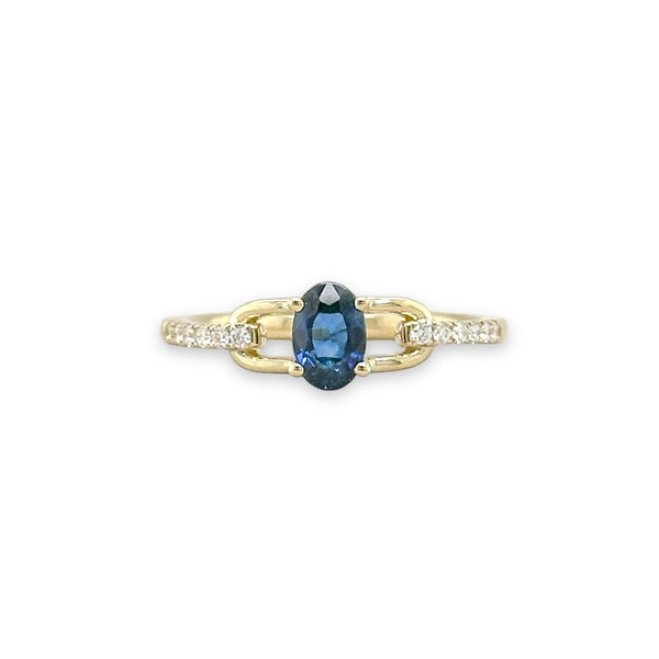 14K Y Gold 0.74ctw Sapphire and 0.10ctw Diamond Ring - Walter Bauman Jewelers