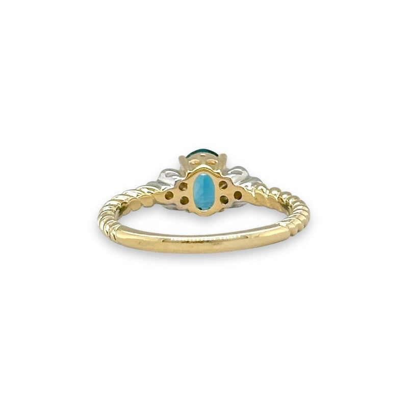 14K Y Gold 0.81ct Blue Topaz and 0.09ctw G/SI1 Diamond Ring - Walter Bauman Jewelers