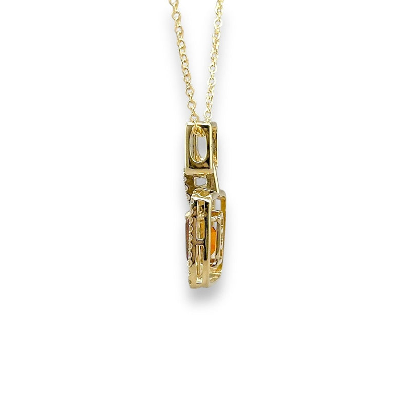 14K Y Gold 0.95ct Citrine and 0.15ct G/SI1 Diamond Pendant - Walter Bauman Jewelers