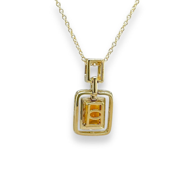 14K Y Gold 0.95ct Citrine and 0.15ct G/SI1 Diamond Pendant - Walter Bauman Jewelers