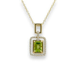 14K Y Gold 0.95ct Peridot and 0.15ct G/SI1 Diamond Pendant - Walter Bauman Jewelers