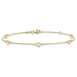 14K Y Gold 10" Heart Ankle Bracelet - Walter Bauman Jewelers