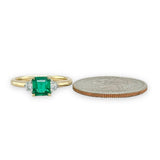 14K Y Gold 1.02ctw Square Emerald and 0.20ctw Diamond Ring - Walter Bauman Jewelers