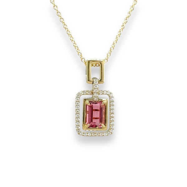 14K Y Gold 1.11ct Tourmaline and 0.15ct G/SI1 Diamond Pendant - Walter Bauman Jewelers