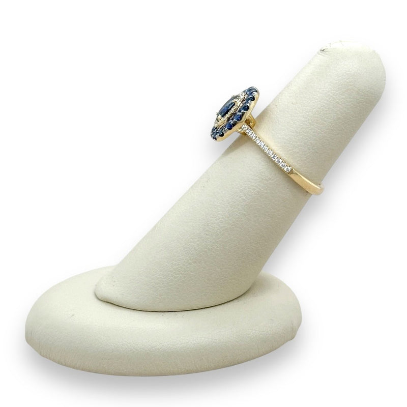 14K Y Gold 1.13ctw Sapphire and 0.14ctw Diamond Oval Ring - Walter Bauman Jewelers