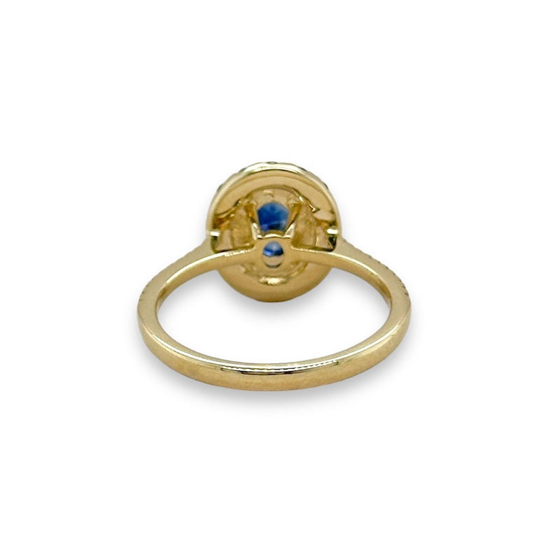 14K Y Gold 1.13ctw Sapphire and 0.14ctw Diamond Oval Ring - Walter Bauman Jewelers