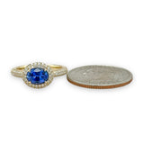 14K Y Gold 1.21ctw Sapphire and 0.39ctw Halo Diamond Ring - Walter Bauman Jewelers