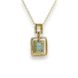 14K Y Gold 1.30ct London Blue Topaz and 0.14ct G/SI1 Diamond Pendant - Walter Bauman Jewelers