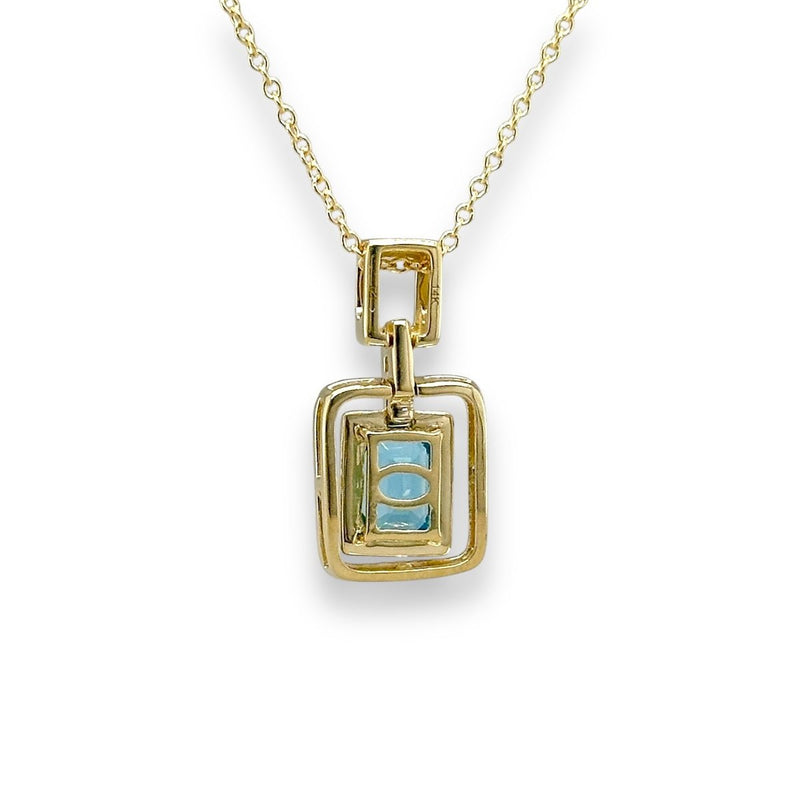 14K Y Gold 1.30ct London Blue Topaz and 0.14ct G/SI1 Diamond Pendant - Walter Bauman Jewelers