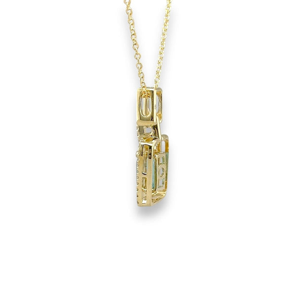 14K Y Gold 1.30ct London Blue Topaz and 0.14ct G/SI1 Diamond Pendant - Walter Bauman Jewelers