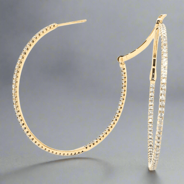 14K Y Gold 1.35cttw Diamond Hoop Earrings - Walter Bauman Jewelers