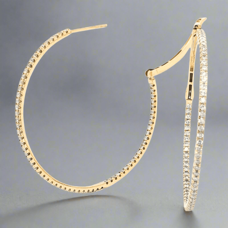 14K Y Gold 1.35cttw Diamond Hoop Earrings - Walter Bauman Jewelers