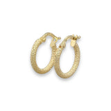 14K Y Gold 14mm Textured Hoop Earrings - Walter Bauman Jewelers