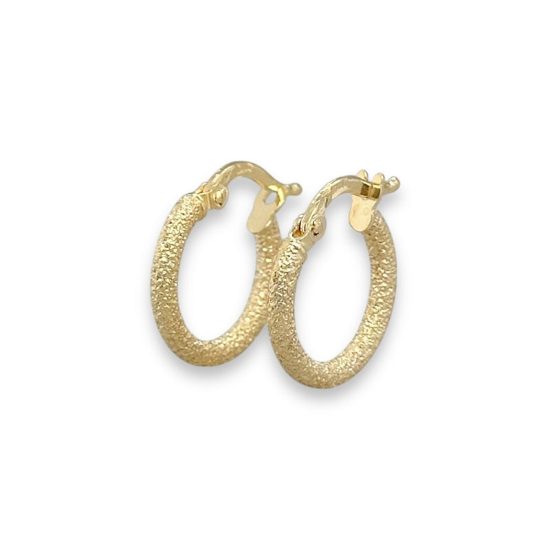 14K Y Gold 14mm Textured Hoop Earrings - Walter Bauman Jewelers