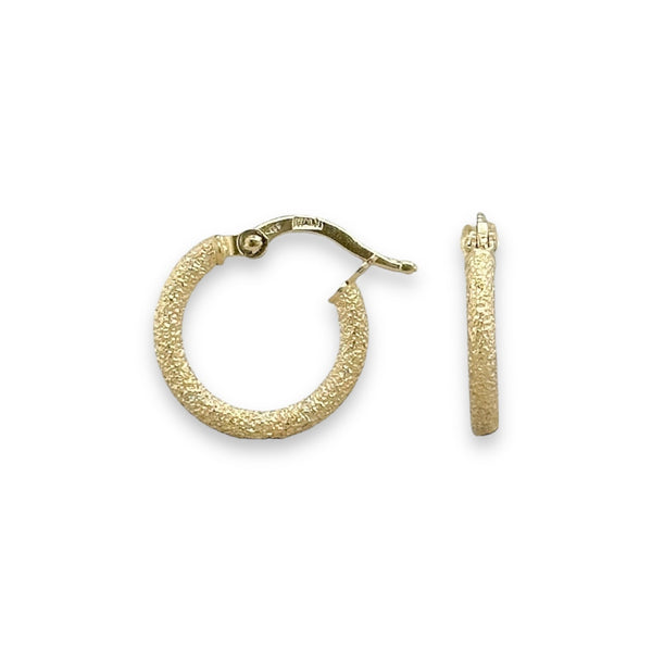 14K Y Gold 14mm Textured Hoop Earrings - Walter Bauman Jewelers