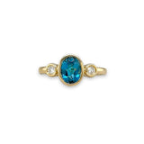 14K Y Gold 1.52ct Bezel Set Blue Topaz and 0.11ctw G/SI1 Diamond Ring - Walter Bauman Jewelers