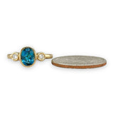 14K Y Gold 1.52ct Bezel Set Blue Topaz and 0.11ctw G/SI1 Diamond Ring - Walter Bauman Jewelers