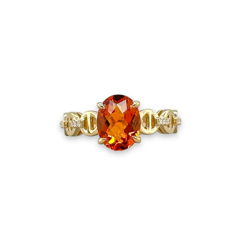 14K Y Gold 1.54ct Citrine and 0.04ctw G/SI1 Diamond Ring - Walter Bauman Jewelers