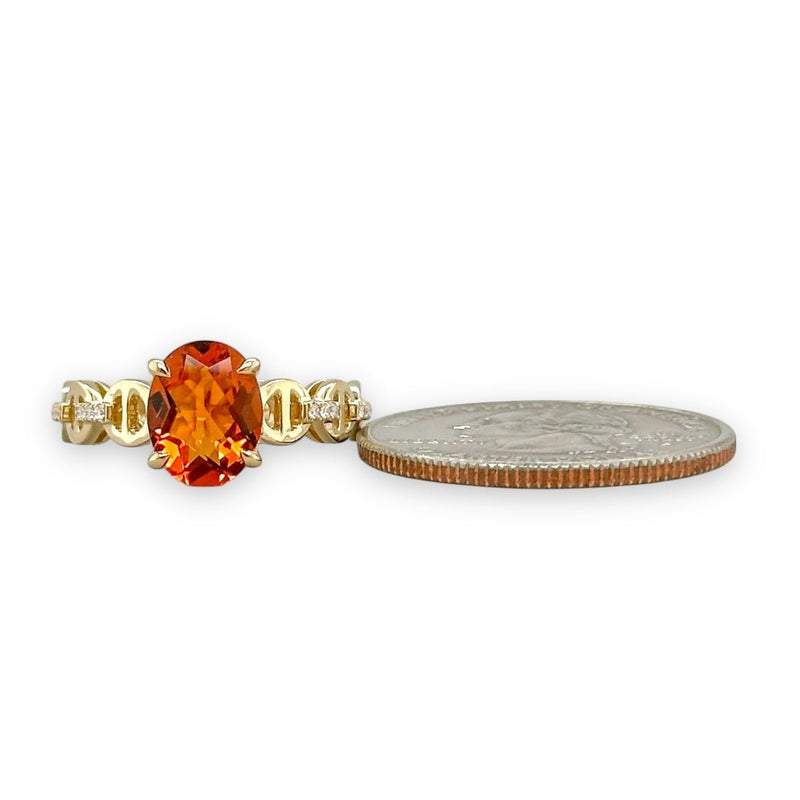 14K Y Gold 1.54ct Citrine and 0.04ctw G/SI1 Diamond Ring - Walter Bauman Jewelers