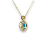 14K Y Gold 1.55ct London Blue Topaz and 0.05ct G/SI1 Diamond Pendant - Walter Bauman Jewelers