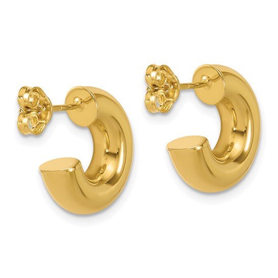 14K Y Gold 15.5mm Polished J-Hoop Post Earrings - Walter Bauman Jewelers