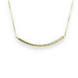 14K Y Gold 16" 0.28ctw Diamond and 0.35ctw Emeralds Curved Bar Necklace - Walter Bauman Jewelers