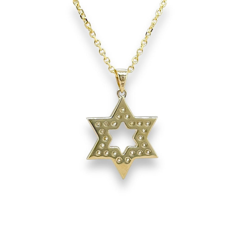 14K Y Gold 16" 0.30ctw G/SI1 Diamond Star Of David Pendant - Walter Bauman Jewelers