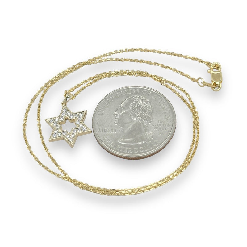 14K Y Gold 16" 0.30ctw G/SI1 Diamond Star Of David Pendant - Walter Bauman Jewelers