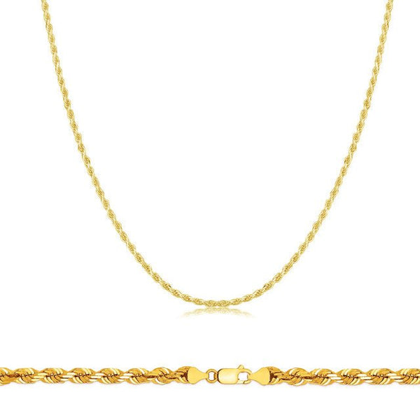 14K Y Gold 16" Dia Cut 012 Rope Chain 1.6mm - Walter Bauman Jewelers