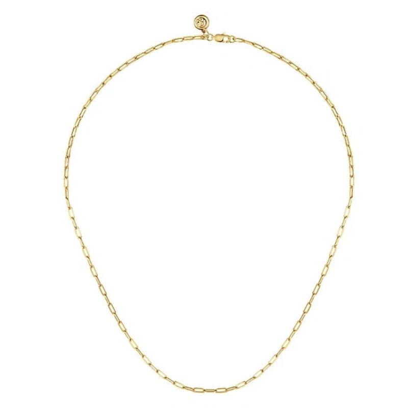 14K Y Gold 17" Hollow Paperclip Chain Necklace - Walter Bauman Jewelers