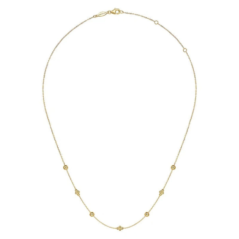 14K Y Gold 17.5" Beaded Cluster Necklace - Walter Bauman Jewelers