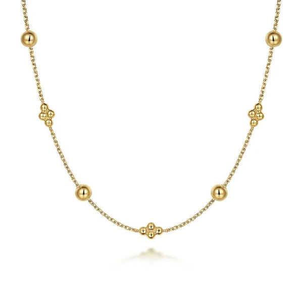 14K Y Gold 17.5" Beaded Cluster Necklace - Walter Bauman Jewelers