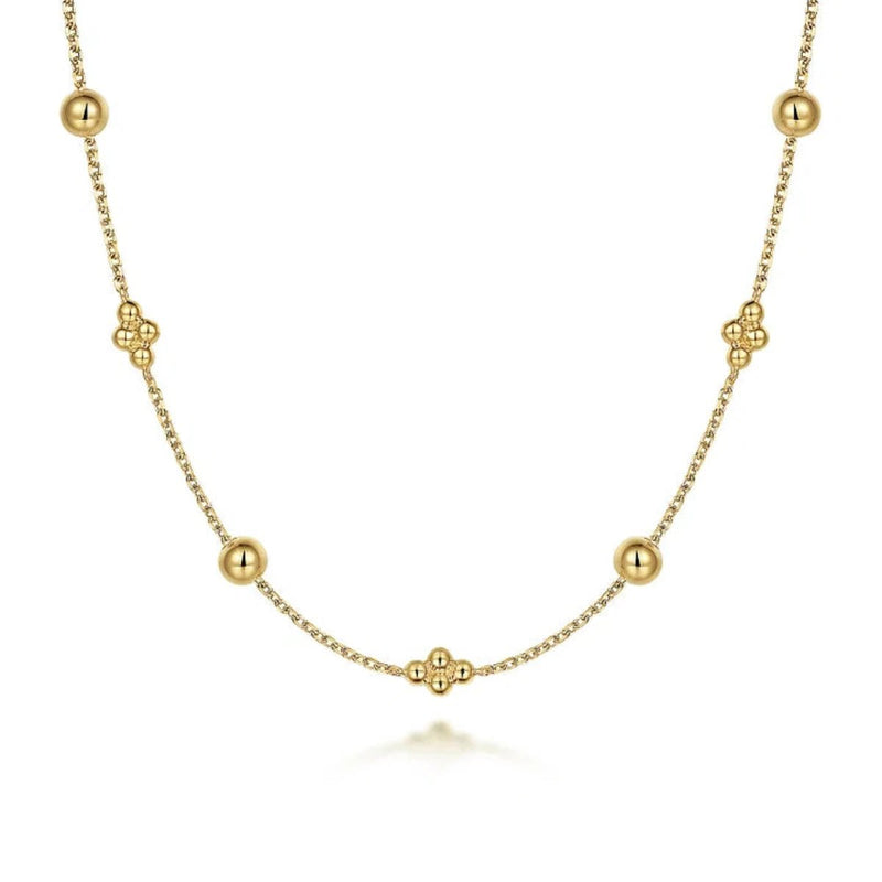 14K Y Gold 17.5" Beaded Cluster Necklace - Walter Bauman Jewelers