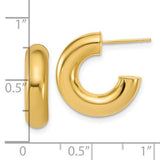 14K Y Gold 17.5mm Polished J-Hoop Post Earrings - Walter Bauman Jewelers