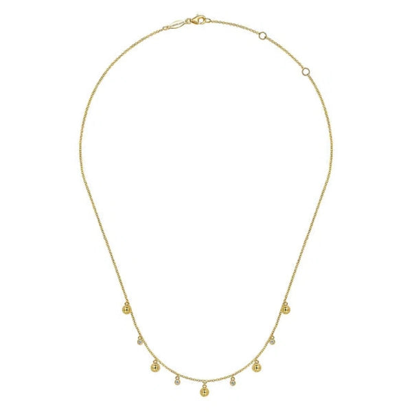 14K Y Gold 18" 0.10cttw Station Necklace with Diamond Drops - Walter Bauman Jewelers