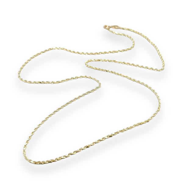 14K Y Gold 18" Dia Cut 010 Rope Chain 1.4mm - Walter Bauman Jewelers